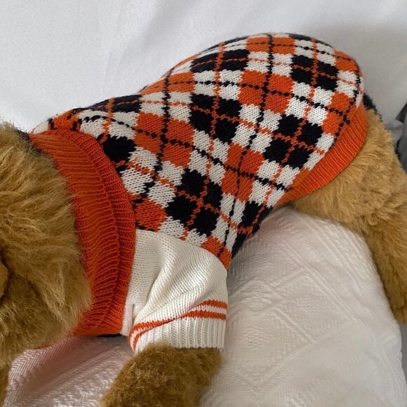 Pet Dog Cat Argyle Knitted Winter Sweater - Picture 1 of 12